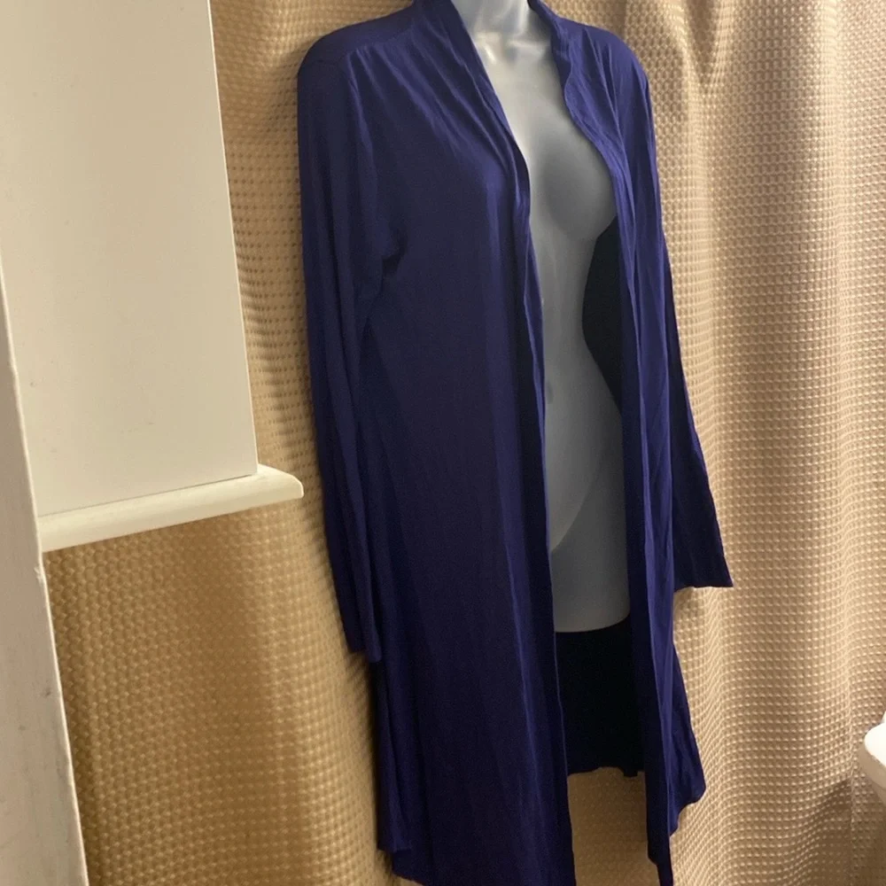 Isaac Liev Boho Cardigan, Extra Long, Royal Blue, Size L - Picture 6 of 10